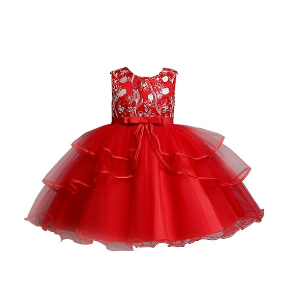 Gvdentm Baby Dresser Toddler/Girls Easter Short Sleeve Casual A-Line Twirly Skater Dress for School Party Red,4-5 Years