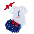thumbnail image 1 of Gvdentm Baby Girl Clothes 3-6 Months 4th of July Toddler Girl Outfit Bow Embroidery Usa T-shirt Tops Star Skirt Fourth of July Summer Clothes(Hot Pink,6-9 Months), 1 of 7