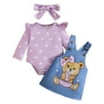 thumbnail image 1 of Gvdentm Baby Girl Fall Clothes Thanksgiving Outfit Long Sleeve Ribbed Knit Romper Turkey Overall Dress Suspender Skirt Set(Purple,12-18 Months), 1 of 7