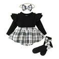 thumbnail image 1 of Gvdentm Baby Girl Clothes Fall Winter Outfits Long Sleeve Plaid Skirt Romper Dress Set Fashion Clothes(Black,6-12 Months), 1 of 9