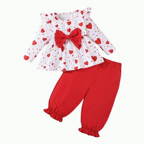 Gvdentm Baby Girl Clothes Baby Girl Clothes, Girl Outfits Long Sleeve Ruffle Romper + Floral Pants + Headband Set Clothes Girl|Hot Pink 12-18 Months