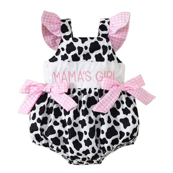 Gvdentm Baby Girl Outfits 3-6 Months Baby Girl Summer Clothes Letter Lapel Collar Plaid Romper Smocked Bodysuit Cute Mothers Day Outfit Clothes Girl|12-18 Months