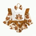 thumbnail image 1 of Gvdentm Baby Girl Plaid Romper Baby Sweatshirt Romper Girl Festival Clothes Fall Winter Outfits with Headband(Brown,12-18 Months), 1 of 7