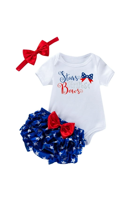 Baby Girls 4th of July Outfit Heart Flag Letters Print Baby Girl Rompers Mesh Skirt 2 Pcs Clotehs Set Baby Girl Clothes 3-6 Months(Blue,6-9 Months)