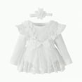 thumbnail image 1 of Gvdentm Baby Girls Clothes 12 to 18 Months Baby Girl Bodysuit Long Sleeve Halter Frill Romper One-piece Jumpsuit Lace Fall Winter Clothes Set(White,9-12 Months), 1 of 9