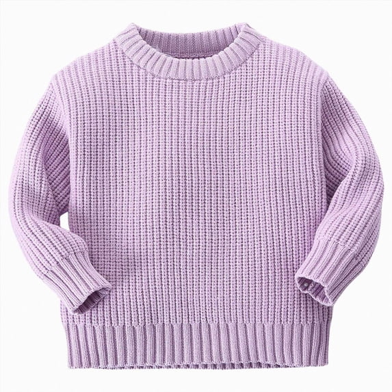Gvdentm Baby Knit Sweater Toddler Boys Girls Warm Sweater Soild Pullover Round Neck Top Clothes Fall Winter Outfits Purple,2-3 Years