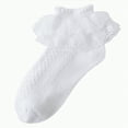 thumbnail image 1 of Gvdentm Baby Socks 0-6 Months Girls Ruffle Socks Toddler Girl Frilly Dress Socks Double Lace Big Ruffles Fold Over Church Fancy Sock for Baby Kids|White 10-16 Years, 1 of 4