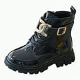 thumbnail image 1 of Gvdentm Black Boots for Girls Size 3 Girls Ankle Boots for Toddler/Little Kids - Zipper, Low-Top, Flat Heel, Casual(Black,11.5), 1 of 7