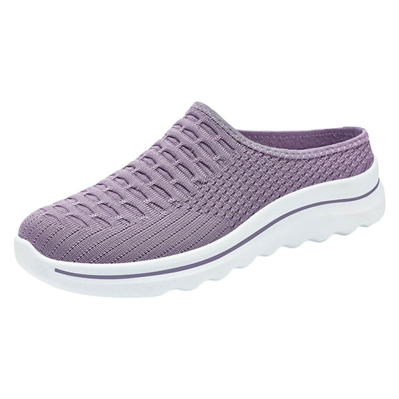 Gvdentm Black Gym Shoes Women Mesh Soles Outdoor Slip on Comfortable Sports Shoes Women(Purple,8)