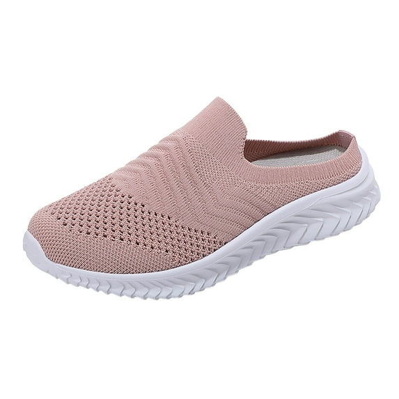 Gvdentm Black Non Slip Shoes for Women Flat Shoes Comfortable Knit Loafers Lightweight Nurse Shoes Women Pink,8.5