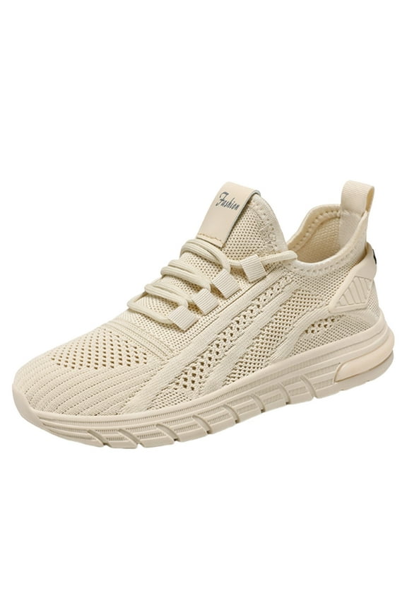 Black Tennis Shoes Women Lightweight Tennis Shoes Non Slip Gym Workout Shoes Breathable Mesh Shoes Women Beige,8.5