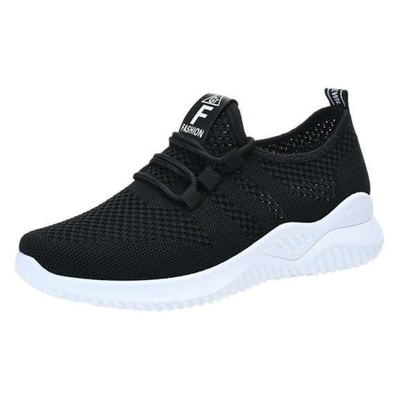 Gvdentm Black Women Sneakers Flat Shoes Comfortable Knit Loafers Lightweight Nurse Shoes Women Black,7