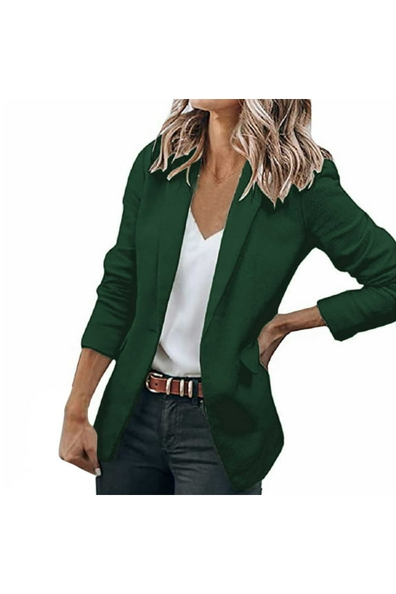 Blazers for Women 2024 Trendy Business Jackets Long Sleeve Cardigan Work Suit Fall Fashion Blazer Green,3XL