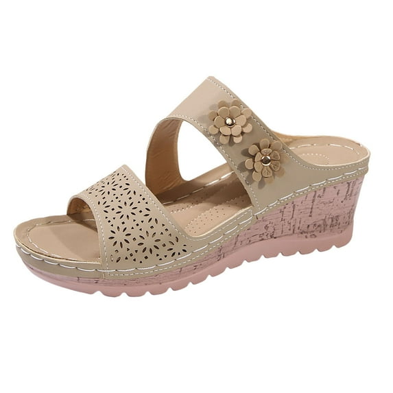 Gvdentm Bling Sandals for Women Slip on Dressy Summer Comfortable Slides Sandals weight Memory Foam Platform Shoes for Women 7.5,White