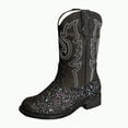 thumbnail image 1 of Gvdentm Boots for Toddler Girl Boys Cowboy Boots Kids Cowgirl Western Boot Glitter Round Toe with Walking Heel for Toddler/Little Kid/Big Kid(Black,9), 1 of 9
