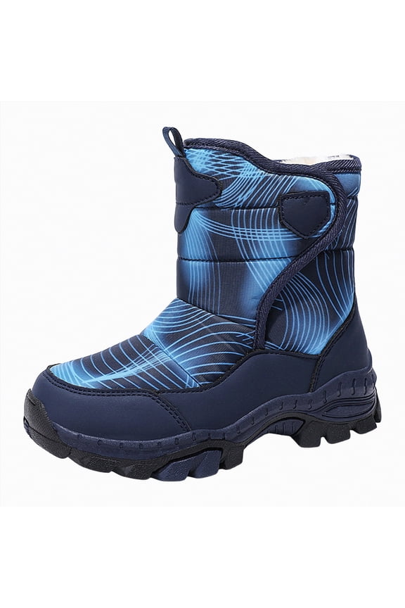 Boots for Boys Toddler Snow Boots Boys Girls Winter Cold Weather Waterproof Non Slip Warm Shoes for Little Kids(Navy,1)