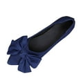 thumbnail image 1 of Gvdentm Bowknot Ballet Flats Womens Pointy Toe Flat Shoes Suede Dress Shoes Wear to Work Slip On Moccasins (Blue,9), 1 of 7