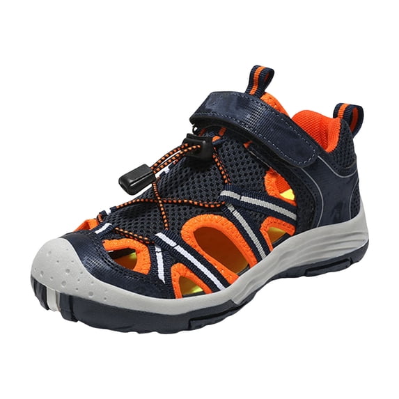 Gvdentm Boy Sandals Size 13 Little Kid Boys Girls Lightweight Non Slip Athletic Sandals with Adjustable Hiking Walking Beach Sports Sandals Girls Brown Sandals(Orange,3)