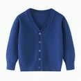 thumbnail image 1 of Gvdentm Boys Cardigan Sweater Uniform Boys and Girls' Uniform Cotton Crew-Neck Sweaters Long Sleeve Pullover Knit Sweater(Blue,5-6 Years), 1 of 5