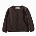 thumbnail image 1 of Gvdentm Boys Girls Cardigan Sweater School Uniforms Toddler Long Sleeve Button Knit Solid Sweaters Tops Coffee,12-18 Months, 1 of 5