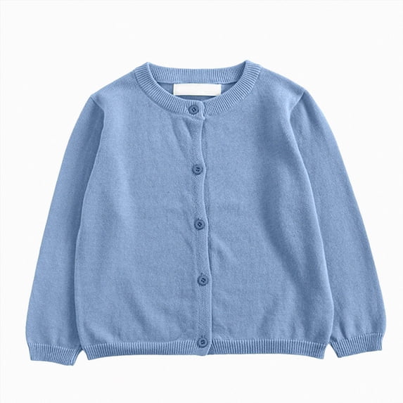 Gvdentm Boys Girls Cardigan Sweater School Uniforms Toddler Long Sleeve Button Knit Solid Sweaters Tops Sky Blue,6-7 Years