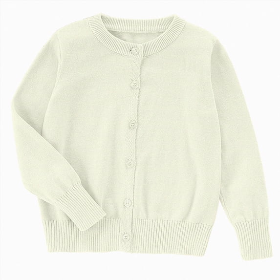 Gvdentm Boys' Girls' Cardigans Sweater School Uniforms Cotton Long Sleeve Lightweight Outerwear White,11-12 Years