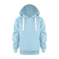 thumbnail image 1 of Gvdentm Boys Girls Fashion Hoodies Kids Long Sleeve Hooded Sweatshirts with Kangaroo Pocket Light Blue,13-14 Years, 1 of 9
