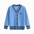 thumbnail image 1 of Gvdentm Boys Girls School Uniform Cardigan Sweater Soft Cotton V-Neck Soft Cotton Knit Outerwear Blue,13-15 Years, 1 of 5
