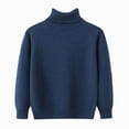 thumbnail image 1 of Gvdentm Boys Girls Turtleneck Sweaters Cotton Cable Knit Long Sleeve Thermal Sweater Kids Fall Winter Soft Warm Under Shirts Blue,5-6 Years, 1 of 5