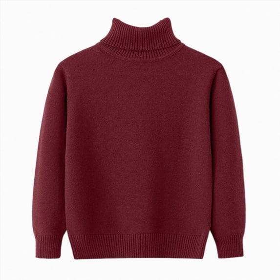Gvdentm Boys Girls Turtleneck Sweaters Cotton Cable Knit Long Sleeve Thermal Sweater Kids Fall Winter Soft Warm Under Shirts Wine,7-8 Years