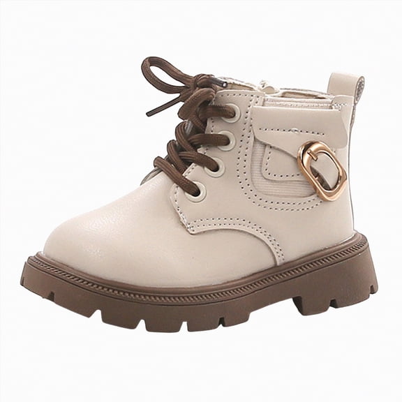 Gvdentm Boys Hiking Boots Toddler Boys Girls Boots Kids Work Boots Winter Snow Boots Lace Up Hiking Outdoor Boots(Beige,6.5)