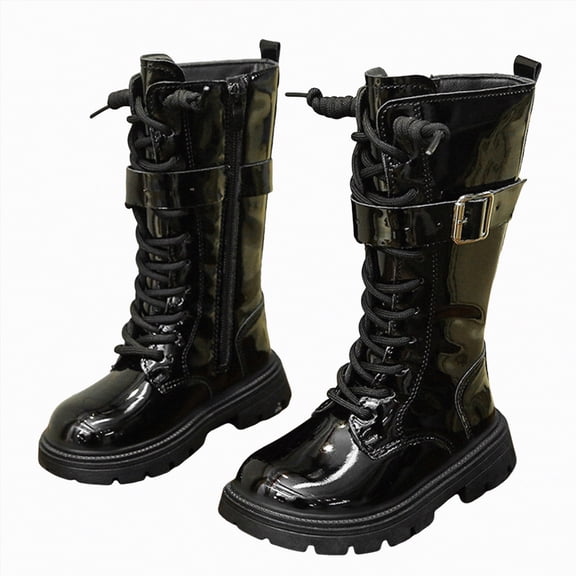 Gvdentm Boys' Hiking Shoes Girl Boots Kids Ankle Boots Warm Side Zipper Low Heel Short Booties Winter Anti-Slip Outdoor Shoes(Black,3.5)