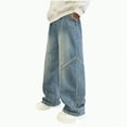 thumbnail image 1 of Gvdentm Boys Jeans Size 10 Leg Baggy Jeans Elastic Waist Loose Denim Pants Trousers with Pockets School Pants for Boys(Blue,6-7 Years), 1 of 9