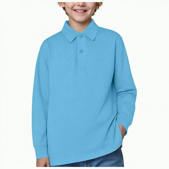 Gvdentm Boys Polo Shirt 7t Uniform School Polo Shirts for Boys Multiple Color Kids Short Sleeve Polo(Sky Blue,4-5 Years)