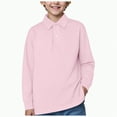 thumbnail image 1 of Gvdentm Boys' Shirt 5T School Kids Uniform Long Sleeve Polo Shirt, Button Closure Blue Polo Shirt Boys(Light Pink,16-17 Years), 1 of 5