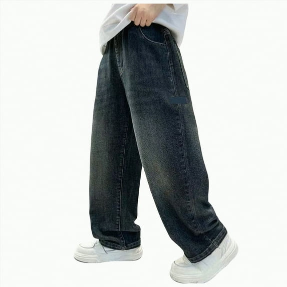 Gvdentm Boys Size 10 Jeans Boy's Skinny Fit Ripped Destroyed Distressed Stretch Slim Jeans Pants(Blue,15-16 Years)