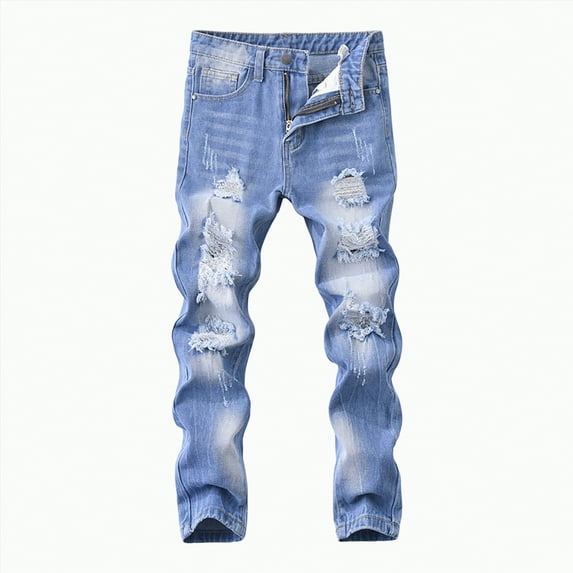 Gvdentm Boys Size 8 Jeans Boy's Skinny Fit Ripped Distressed Stretch Washed Fashion Kids Denim Jeans Pant(Sky Blue,11-12 Years)