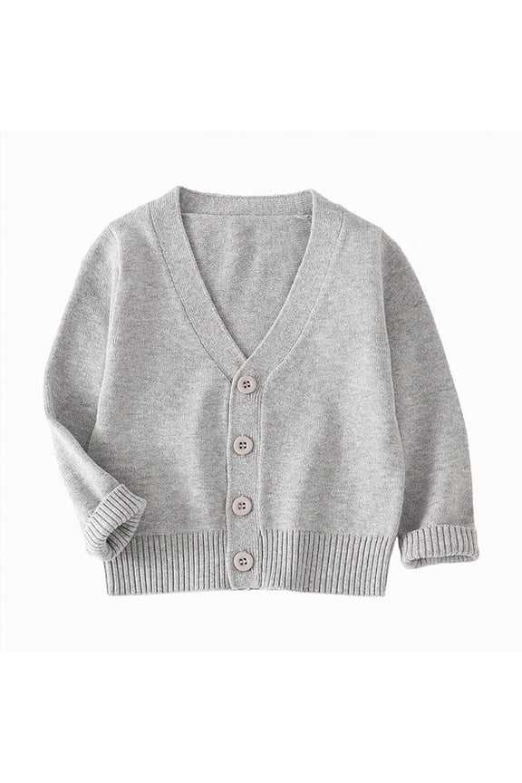 Boys Sweaters Infant Baby Girl Cardigan Sweater Long Sleeve Button Up Knit Sweatshirt Jacket Toddler Baby Girl Fall Outfits(Grey,18-24 Months)