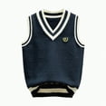 thumbnail image 1 of Gvdentm Boys Uniform Sweater Boys Sweater Vest Unisex Cable Knit Cotton Toddler Uniform Vest for Little Big Childrens Kids Teenage Girls(Navy,9-11 Years), 1 of 6