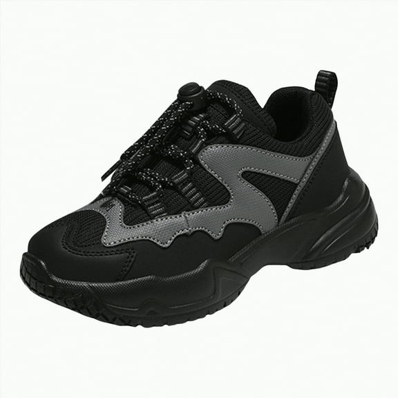 Gvdentm Boys Wide Sneakers Boys Girls Sneakers Kids Shoes Unisex Lightweight Breathable Athletic Running Tennis Fitness Shoes(Black,2)