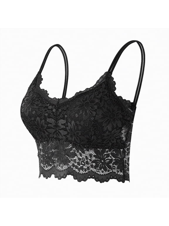 Bralettes for Women With Support Women's Push Up Bra Racerback Front Closure Bras Lace No Padded Underwire Plunge Floral Wireless Bras(Black,M)