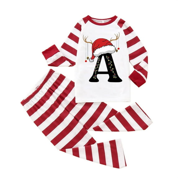 Gvdentm Letter (A-Z) Christmas Family Pajamas Xmas Matching Family Pajama Christmas Tree Print Holiday Pjs Xmas Jammies Sleepwear Set for Family Dad Mom Kids Baby