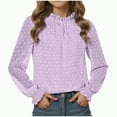 thumbnail image 1 of Gvdentm Clothes for 13 Year Old Girls Girls Long Sleeve Shirts Casual Crew Neck Lace Loose Blouse Tops(Light Purple,11-12 Years), 1 of 5
