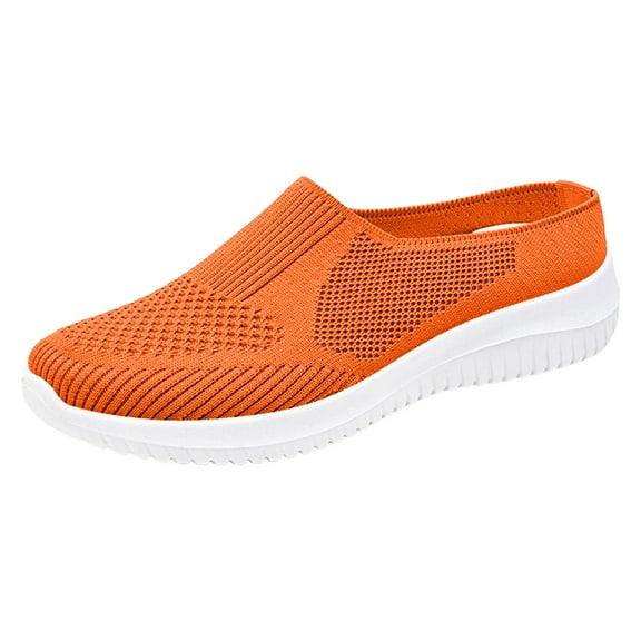 Gvdentm Comfy Work Shoes for Women Summer Lightweight Mesh Casual Travel Shoes Sneakers Non Slip Shoes Women(Orange,10)