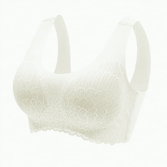 Gvdentm Cotton Bras for Women Bralettes for Women With Support Womens Lace Bralettes Adjustable Strap V Neck Everyday Bra Wireless Bras(White,XL)