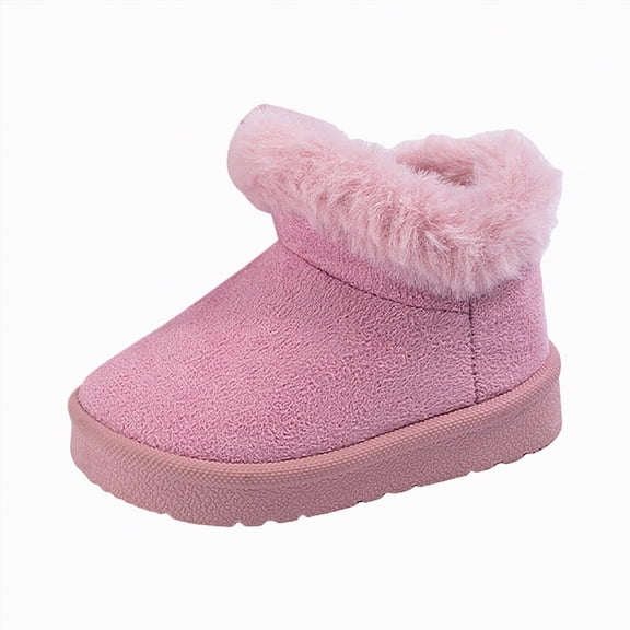 Gvdentm Cow Girl Boots Girls Snow Boots Warm Lined Winter Boots with Non-Slip Sole Waterproof Cute Lightweight Ankle Bootie Little Boys Boots(Pink,6.5)