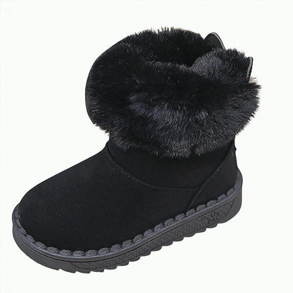 Gvdentm Cowgirl Boots for Girls Boys & Girls Snow Boots Insulated Lined Warm Anti-Slip Waterproof Winter Boot (Toddler/Big Kid)(Black,12.5)