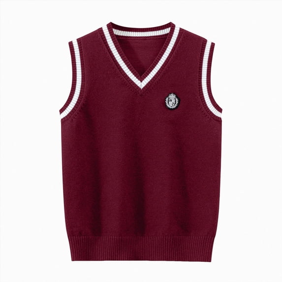 Gvdentm Cropped Sweater Oversized Cotton Boys Girls Sweater Vest Cable Knit Toddler Kid Uniform Vest Boy Clothes Pullover Knitted Top 4-12Years