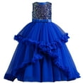 thumbnail image 1 of Gvdentm Easter Dress for Big Kids Girl Party Dress Sparkly Sequin Tulle Princess Birthday Party Prom Outfit Sneaker Ball Gown Dress for Girls,Blue,4-5 Years, 1 of 7