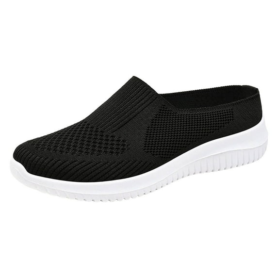 Gvdentm Fashion Sneakers Women Round Women Mesh Straps Fashion Flat Shoes Women(Black,7.5)
